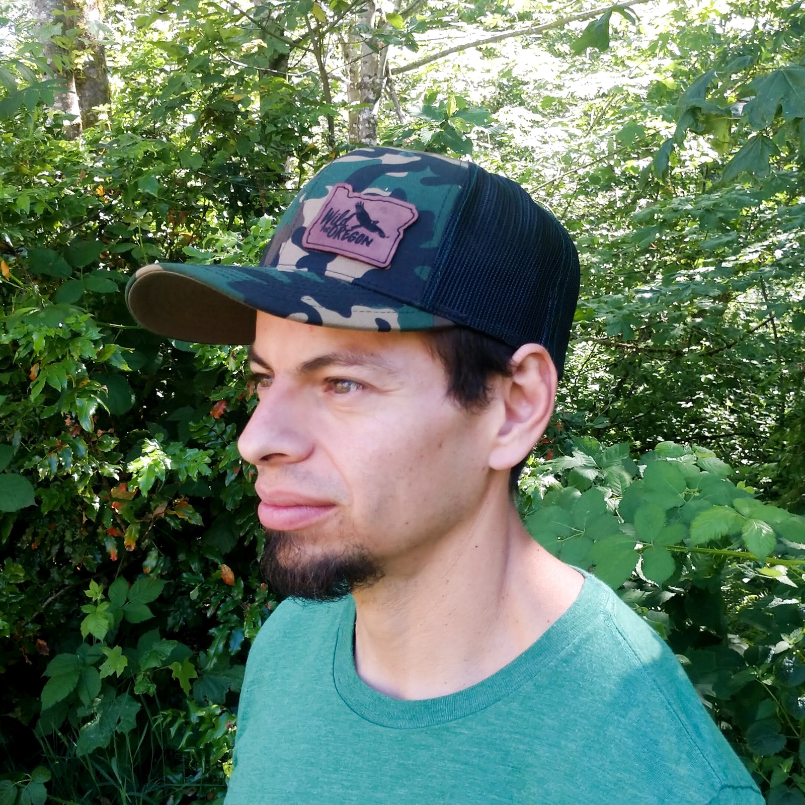 Wild for Oregon Leather Patch Camo Hat